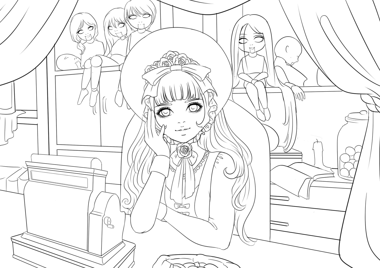 Lineart, decided to focus on small details in the painting stage instead. 