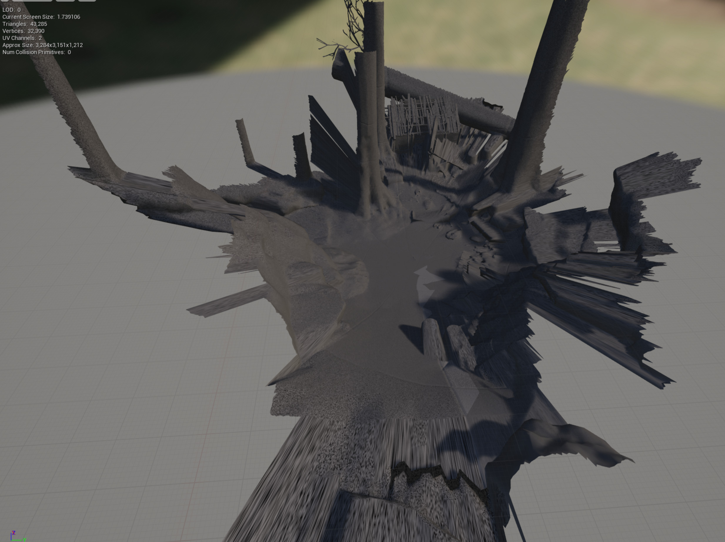 I exported the meshes from the PC environment and via a tool I built in Houdini, projected a mesh out from the user's point of view. 