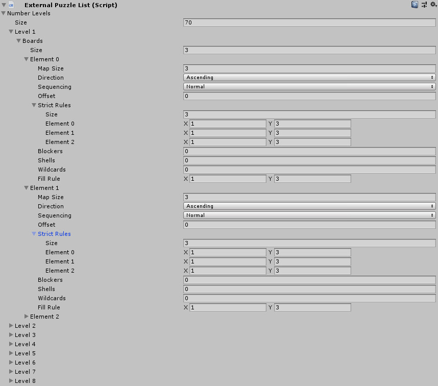 Level generation tool panel