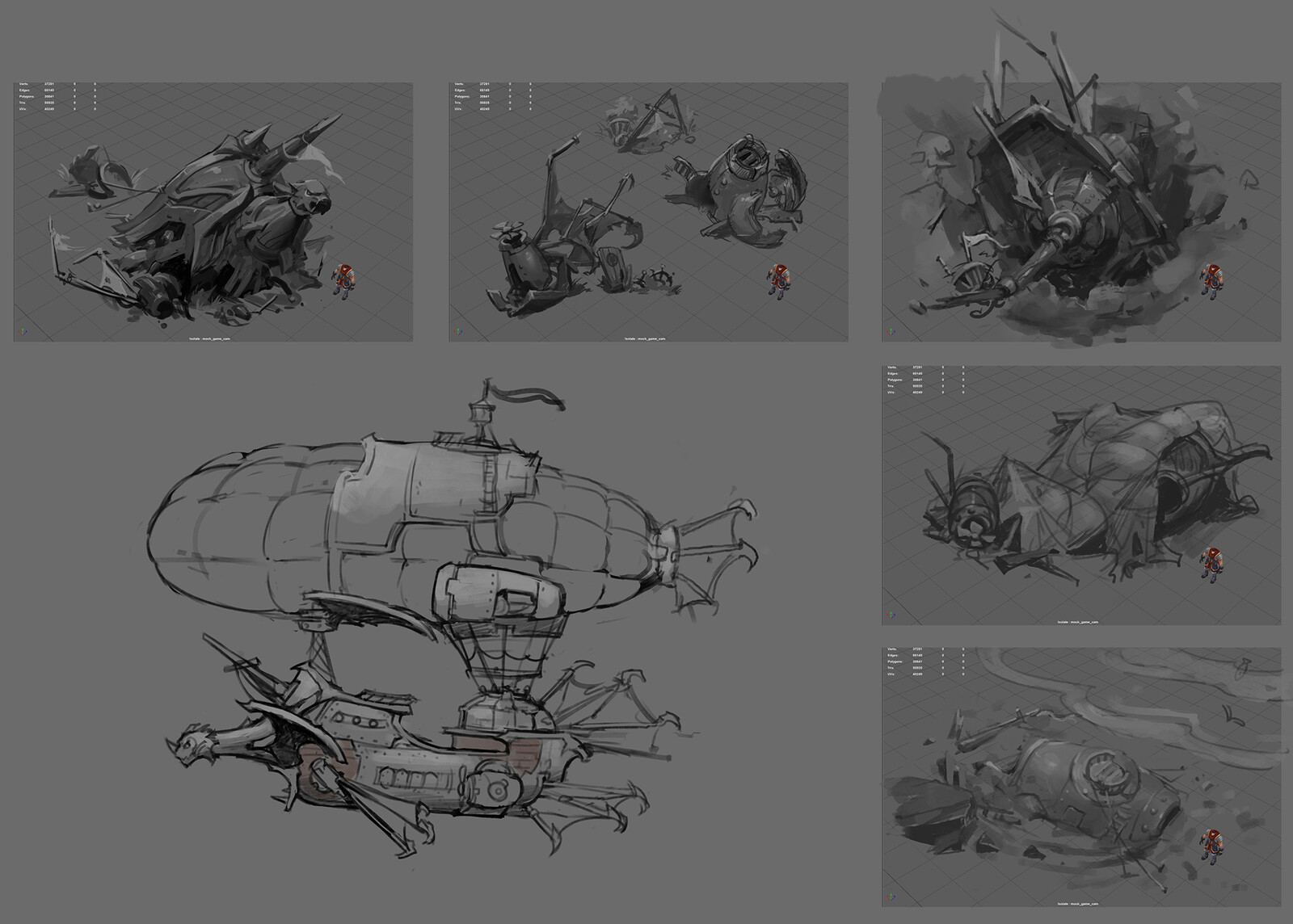Early airship crashcite sketch