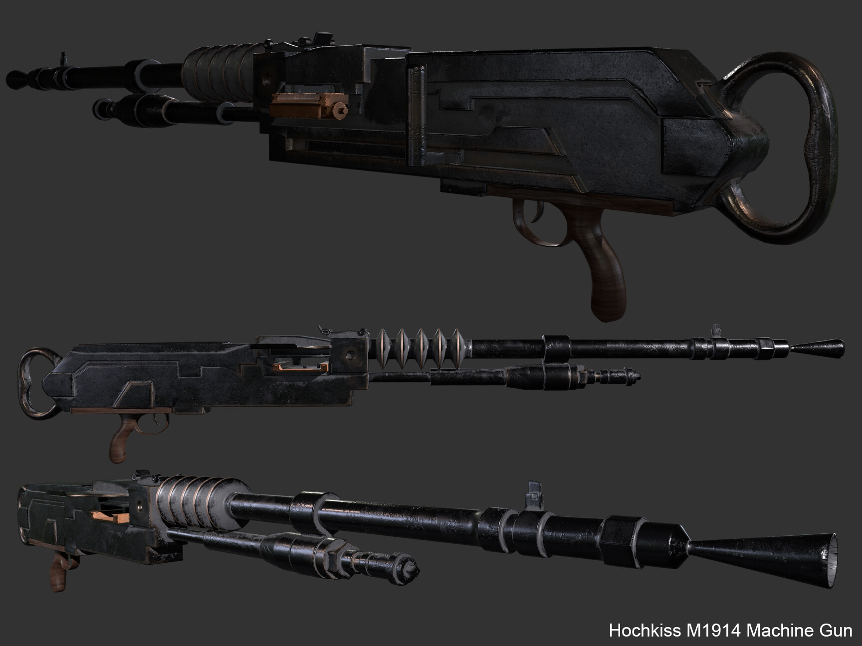 ArtStation - 3D Model of Hotchkiss M1914 Machine Gun