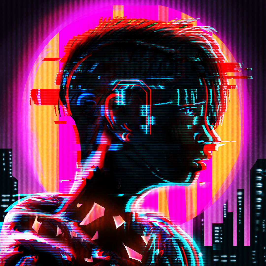 Artstation New Retro Neon Girl Portrait
