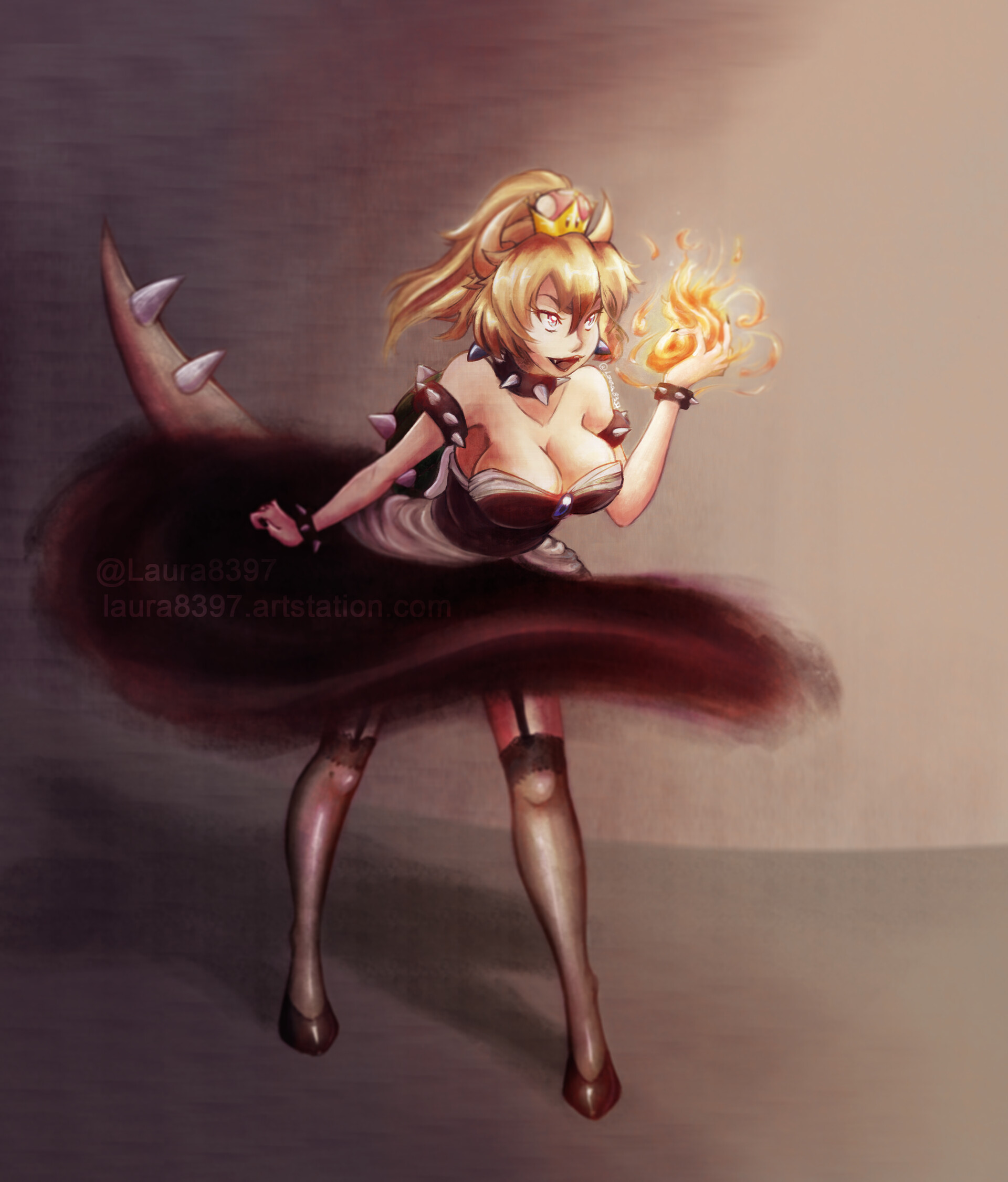 Artstation Bowsette Laura Stella Ilustración desarrollada a partir del personaje creado por la comunidad de internet, bowsette. artstation