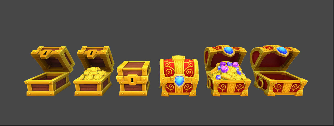 2 different types of treasure chests to be used in the UI, as well as in-game in zone 3. 