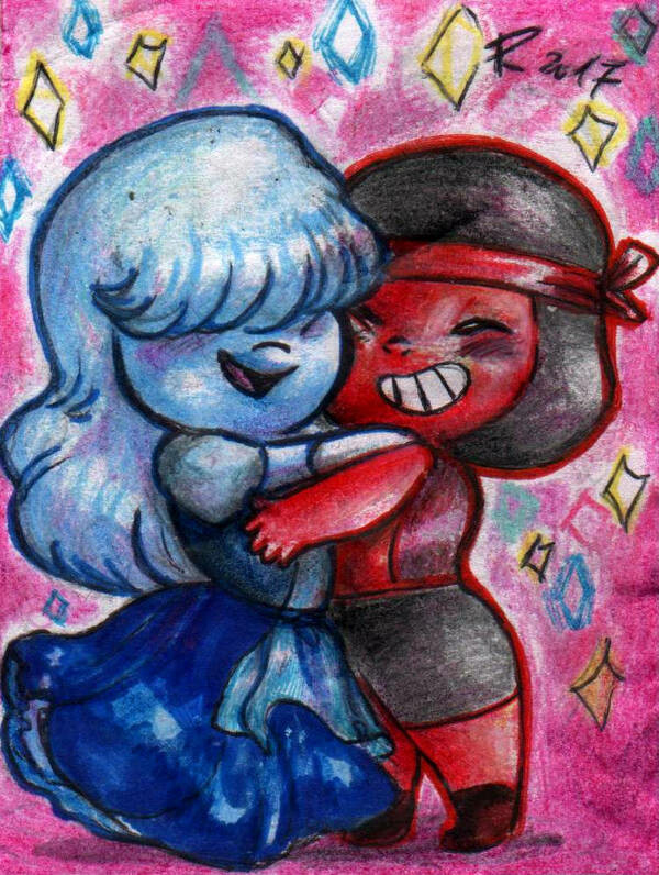 "Where did we go? What'd we do?
I think we made something entirely new
And it wasn't quite me, and it wasn't quite you
I think it was someone entirely new"

it's time for everyone's favorite tiny gems in love, Sapphire and Ruby!