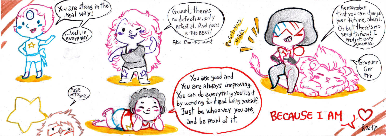 When I'm sad, and I feel worthless, especially as an artist (and it's happening too often these days, ugh...), I imagine Steven Universe characters talking to me like just them can do... and since it usually works, we wanted to share this with you ;)
