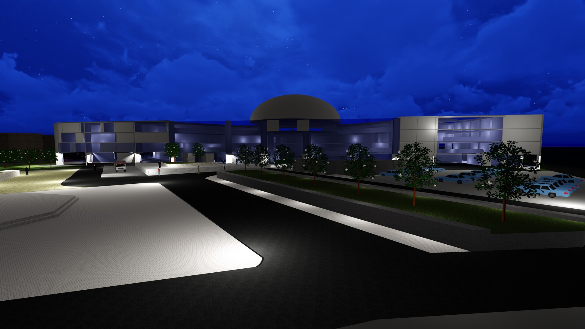 Artstation Admin Building Night Views Render In Lumion Navin