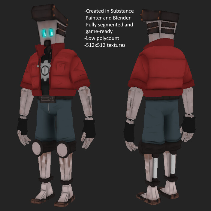 Artstation Tobor Character Liam Moffitt - models and materials imported into roblox studio