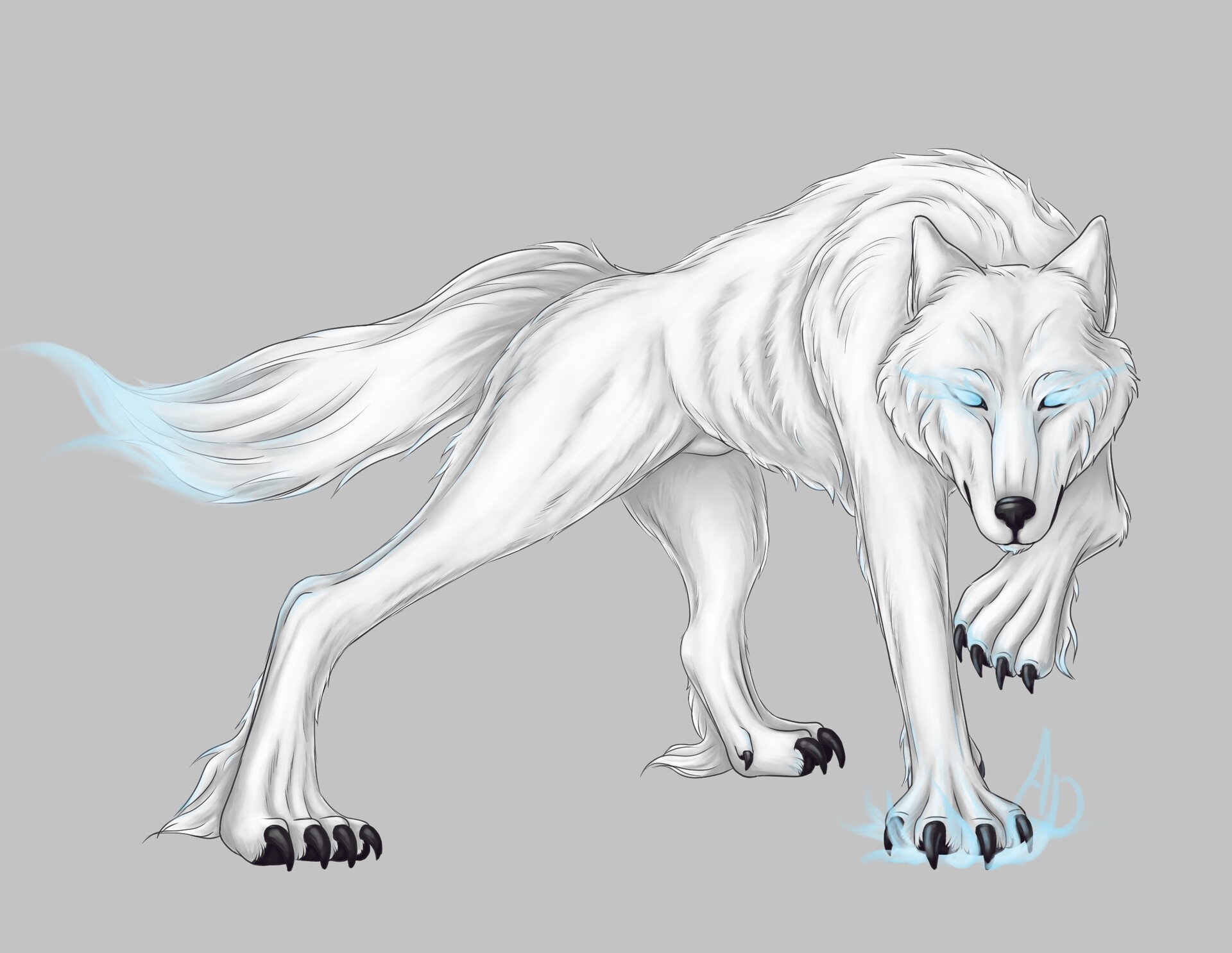 Artstation White Wolf Sketch Aleksandra Dresvyanina
