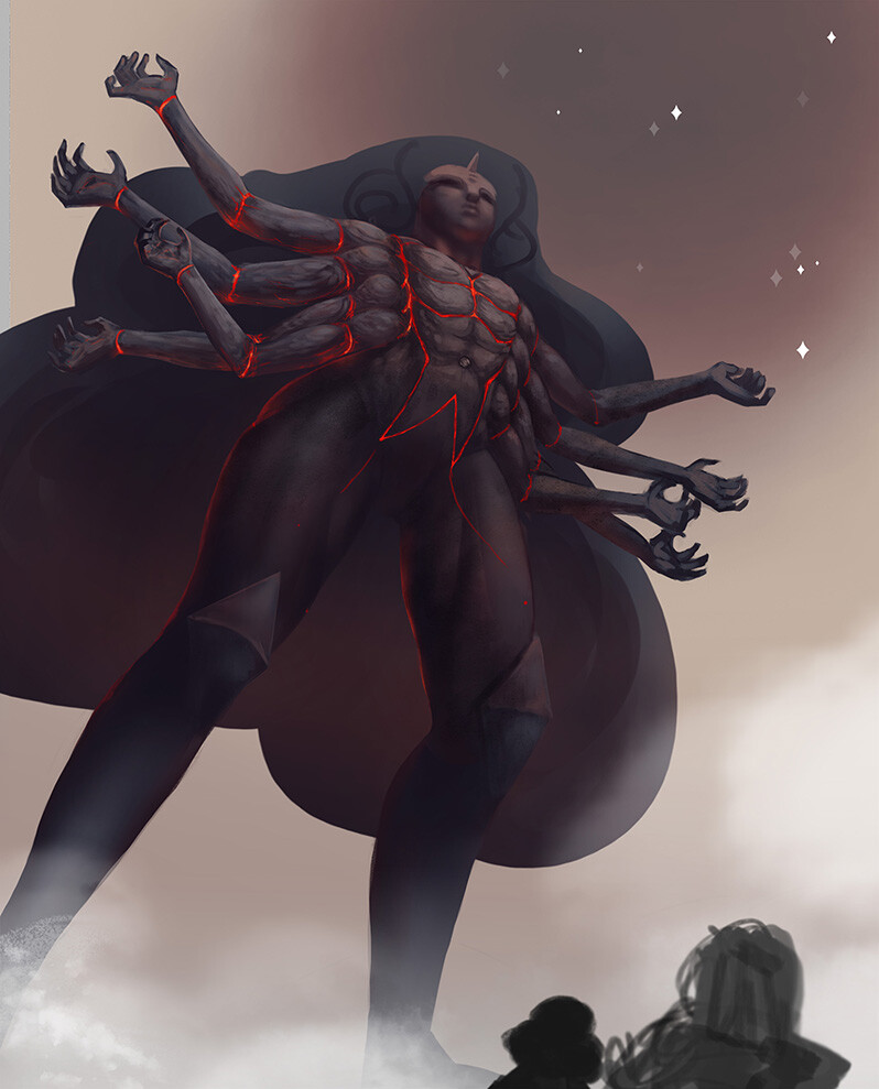 Before rendering the hair. 