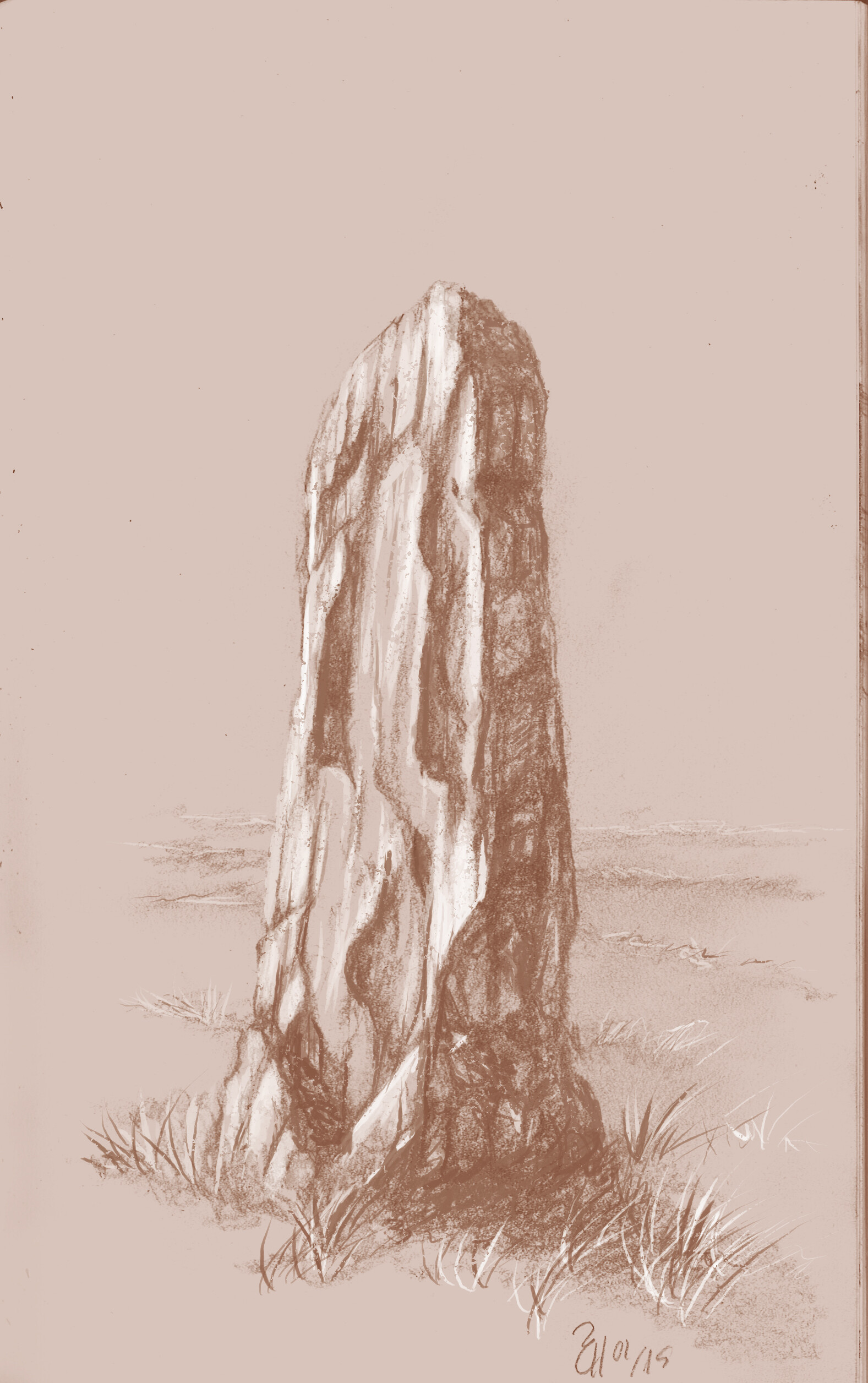 ArtStation - Orwell Standing Stone II. Pencil and digital. A4