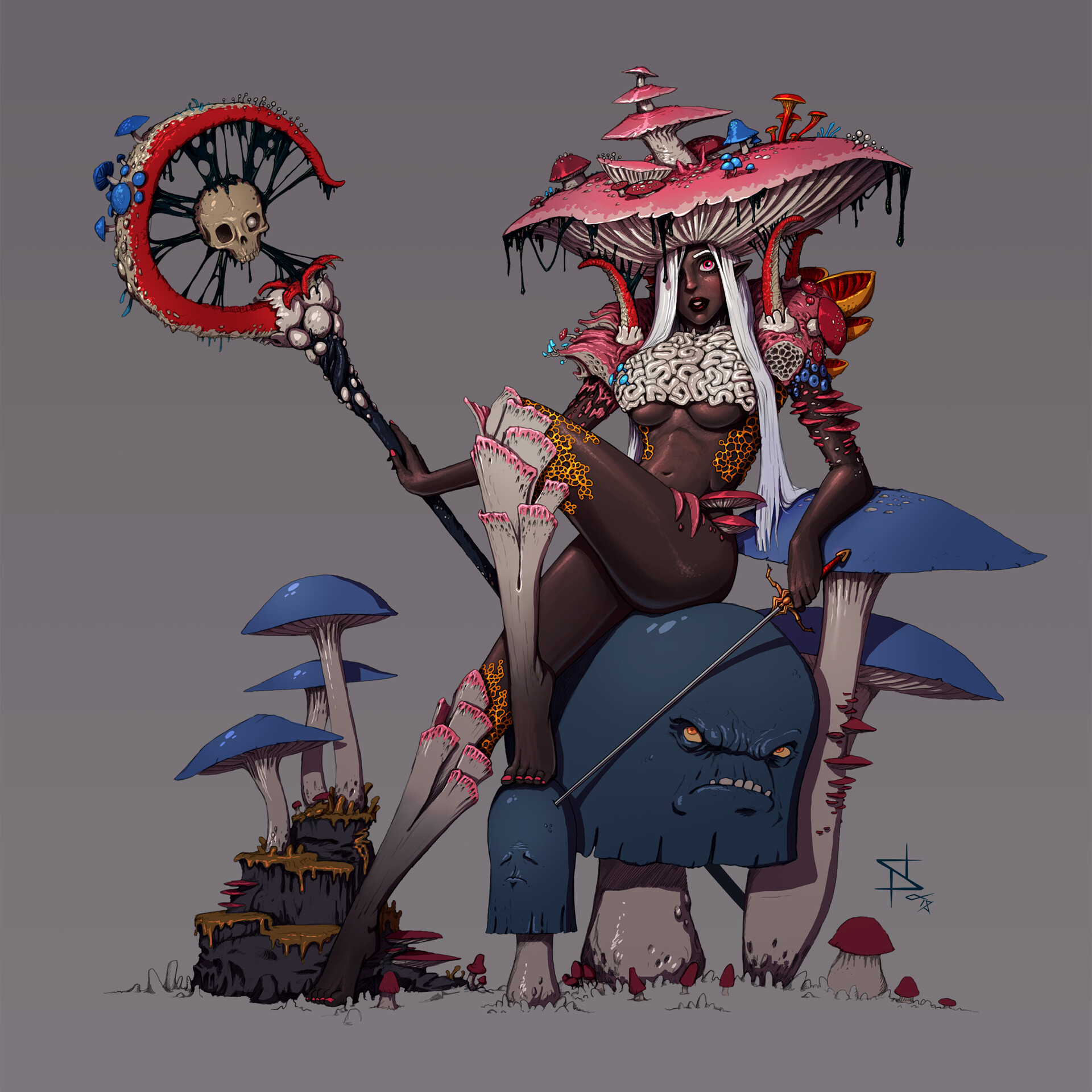 Artstation Dark Elf Fungus Druid Stephen Nickel