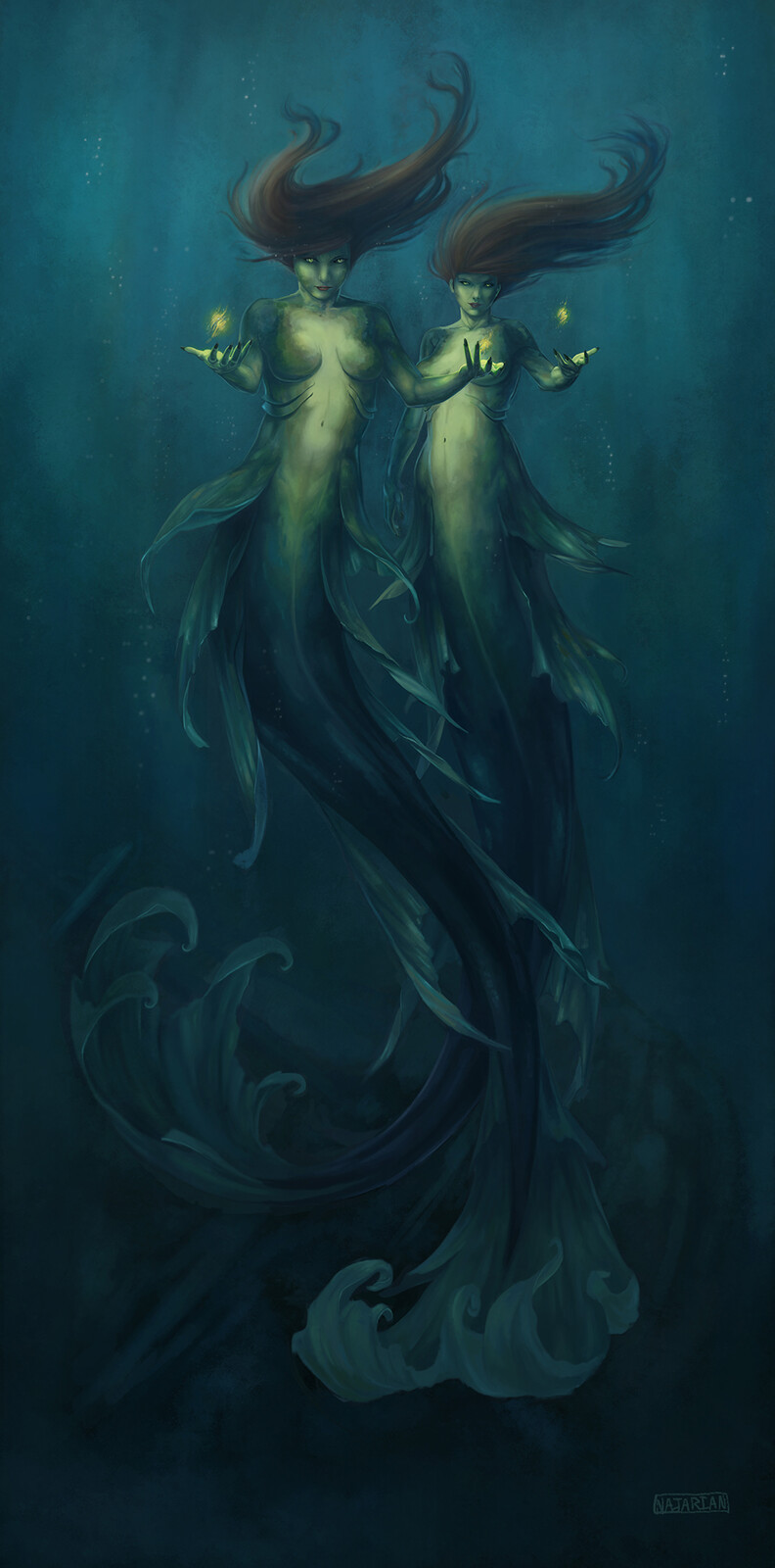 Always wanted to paint some mermaids, so of course I paint them all creepy and evil 