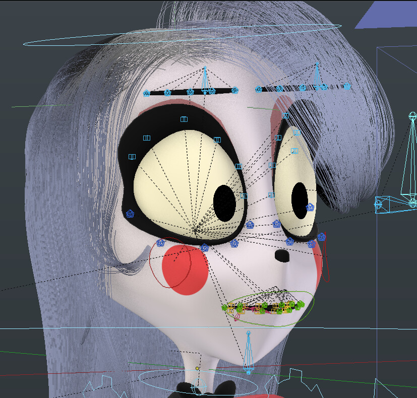 Custom Facial Rig. No drivers, shapekeys or blendshapes. Manual weight painting of all facial bones. 
