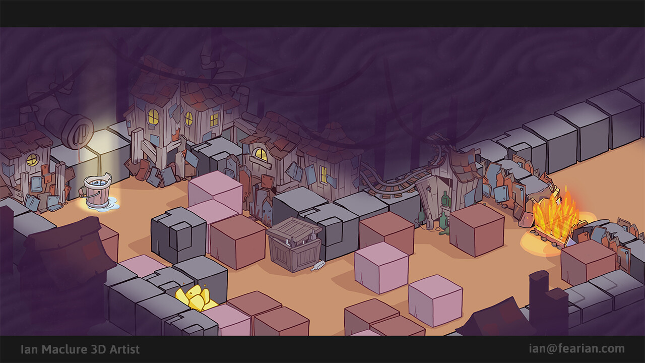 This was an early concept to explore how the decorations and mechanics would be implemented on top of a normal mine level.
