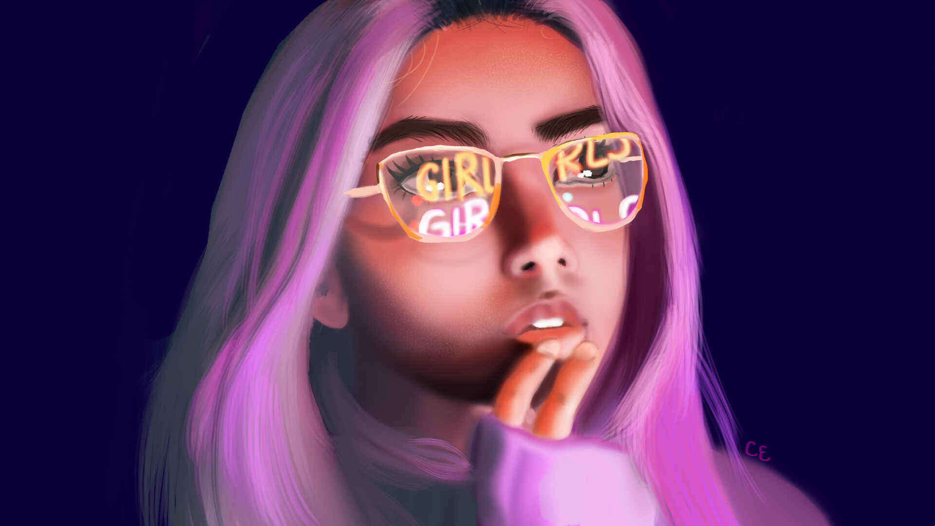 ArtStation - Purple neon girl, Chelsie Easter