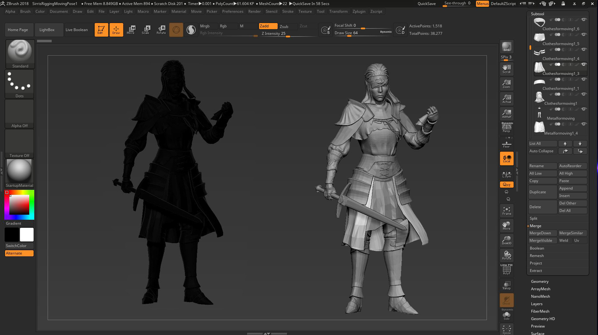 Zbrush silhouette posing - Done with Transpose Master
