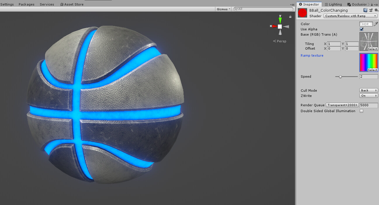 Easily change the speed of the cycle or change the colors by replacing the ramp texture.