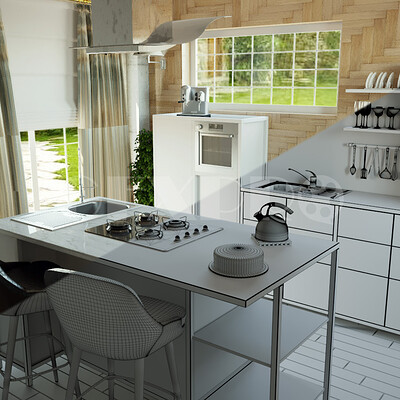 Modern kitchen rendering