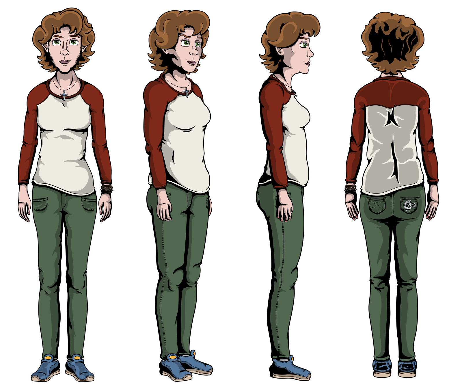 Turntable of Casssie Hudson, to get the feel of how she looks from different angles, his posture, clothing etc. Simple shadows and low detail to keep the turntable  clean. 