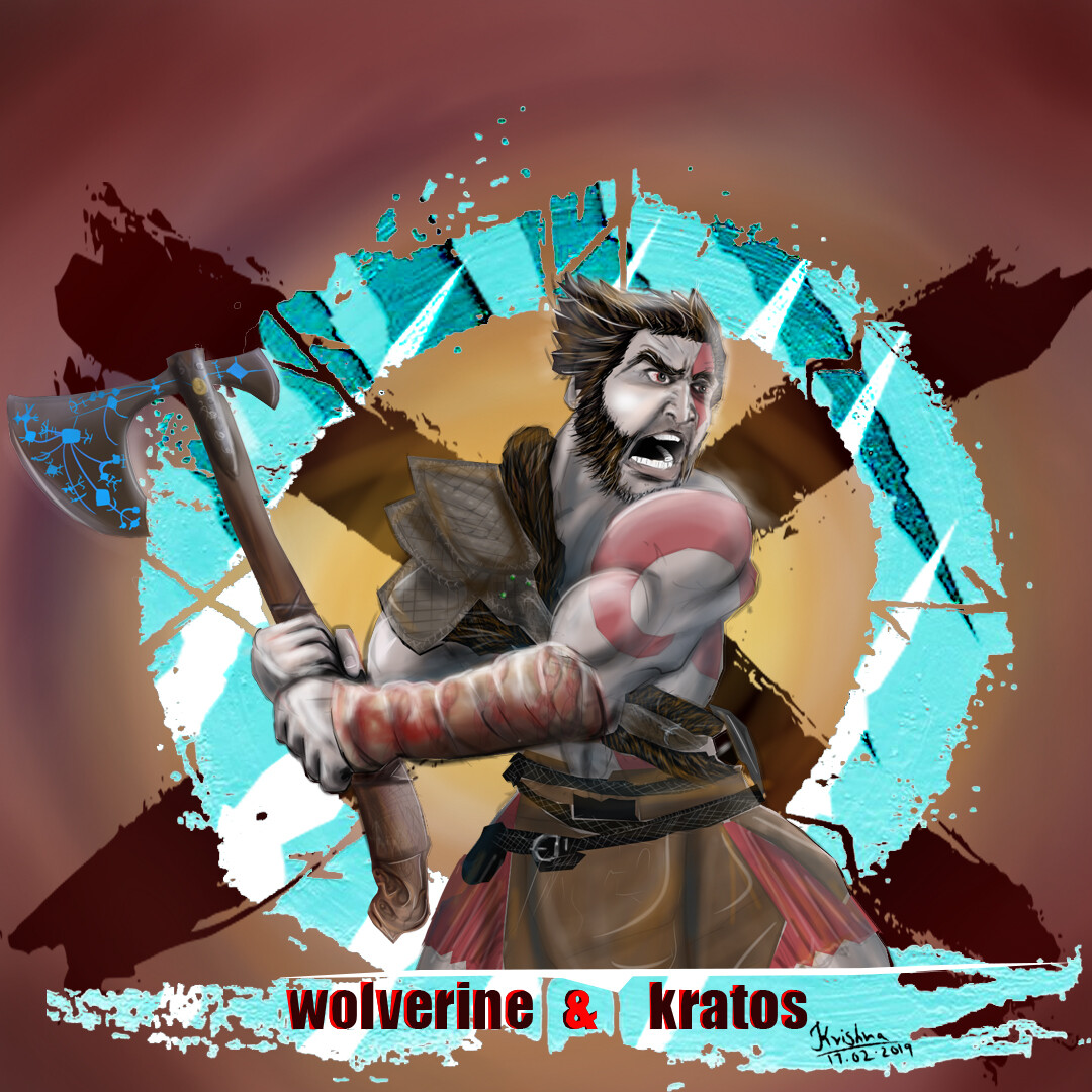 Krishna Kumar Wolverine Kratos Digital Painting