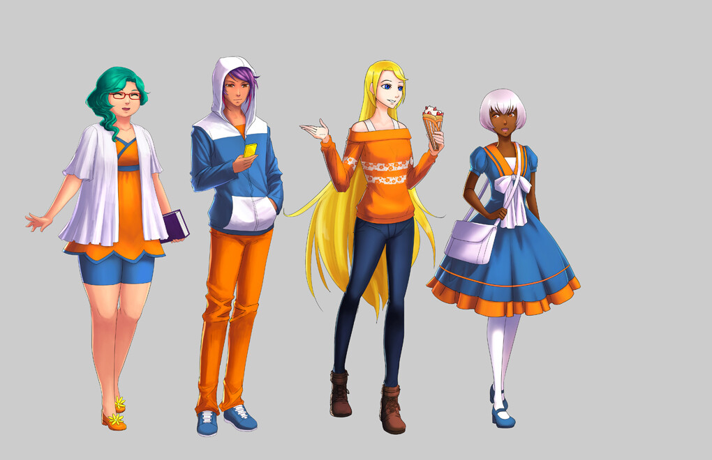 Mascots in casual clothes for marketing and banner material