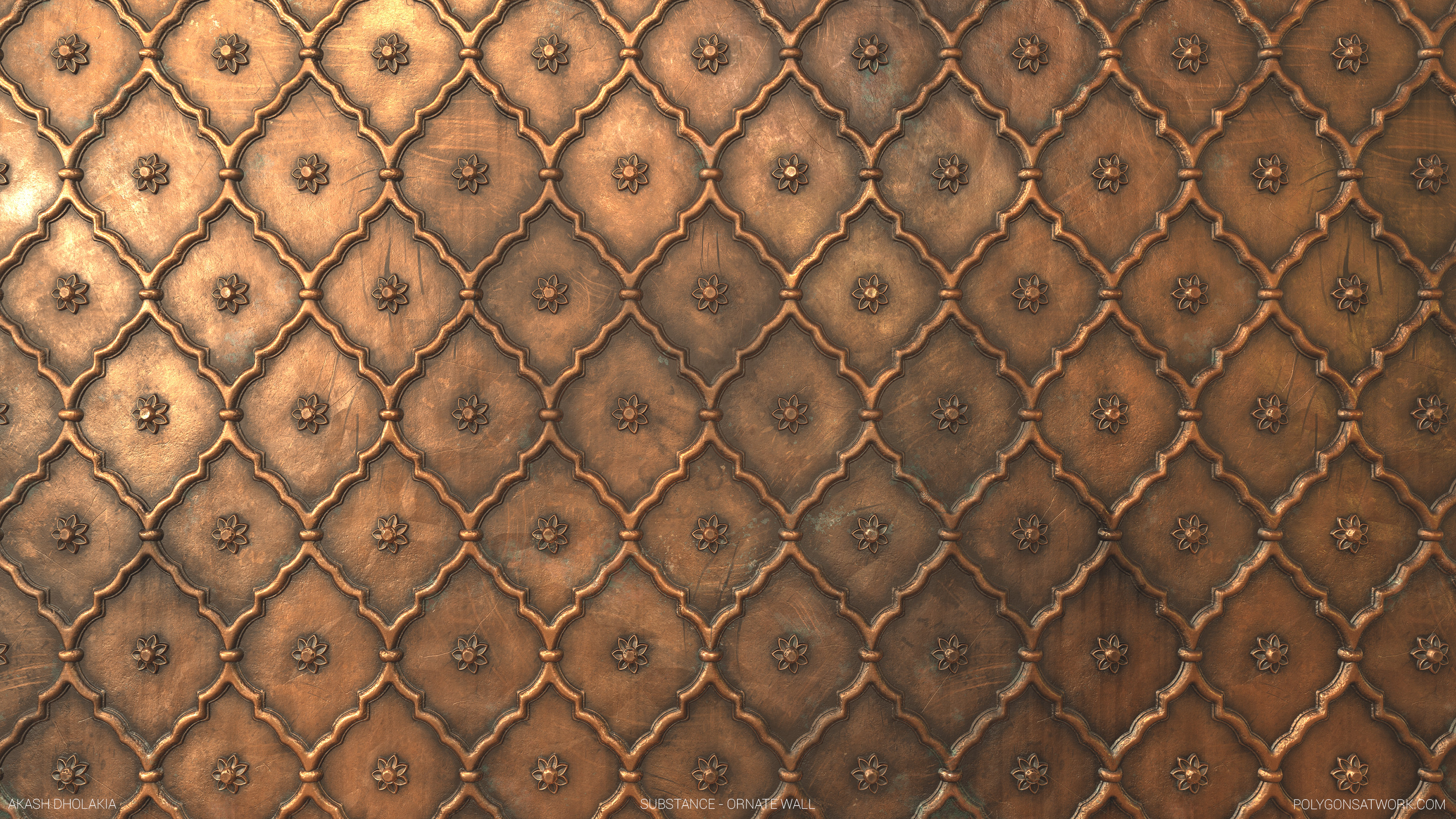 Worn Copper Ornate Door Material.