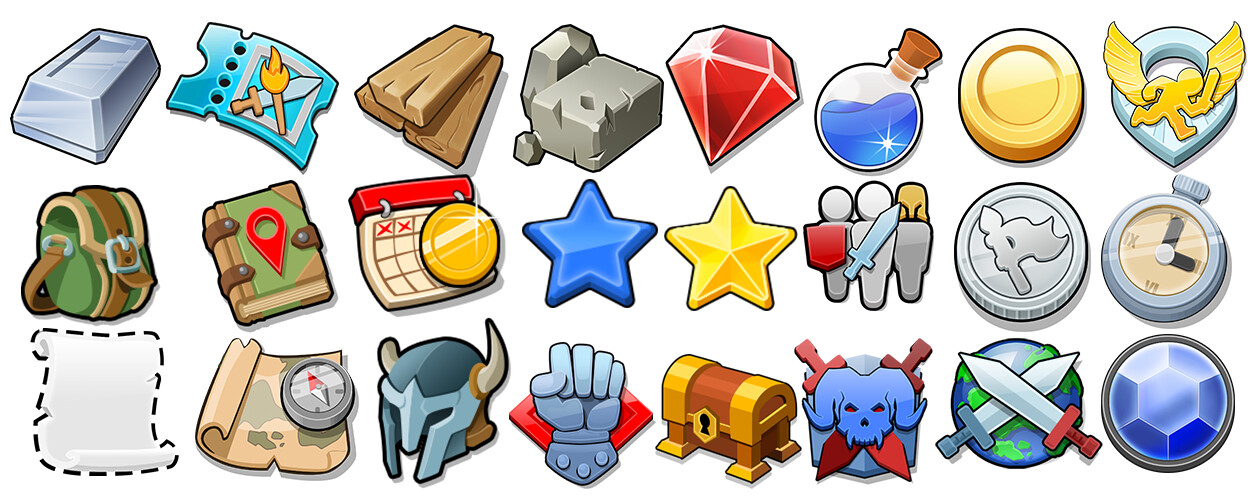 i designed and created almost every icon in the game