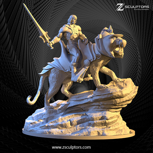 Artstation He Man And Battecat Diorama Diego Cruz
