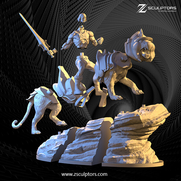 Artstation He Man And Battecat Diorama Diego Cruz