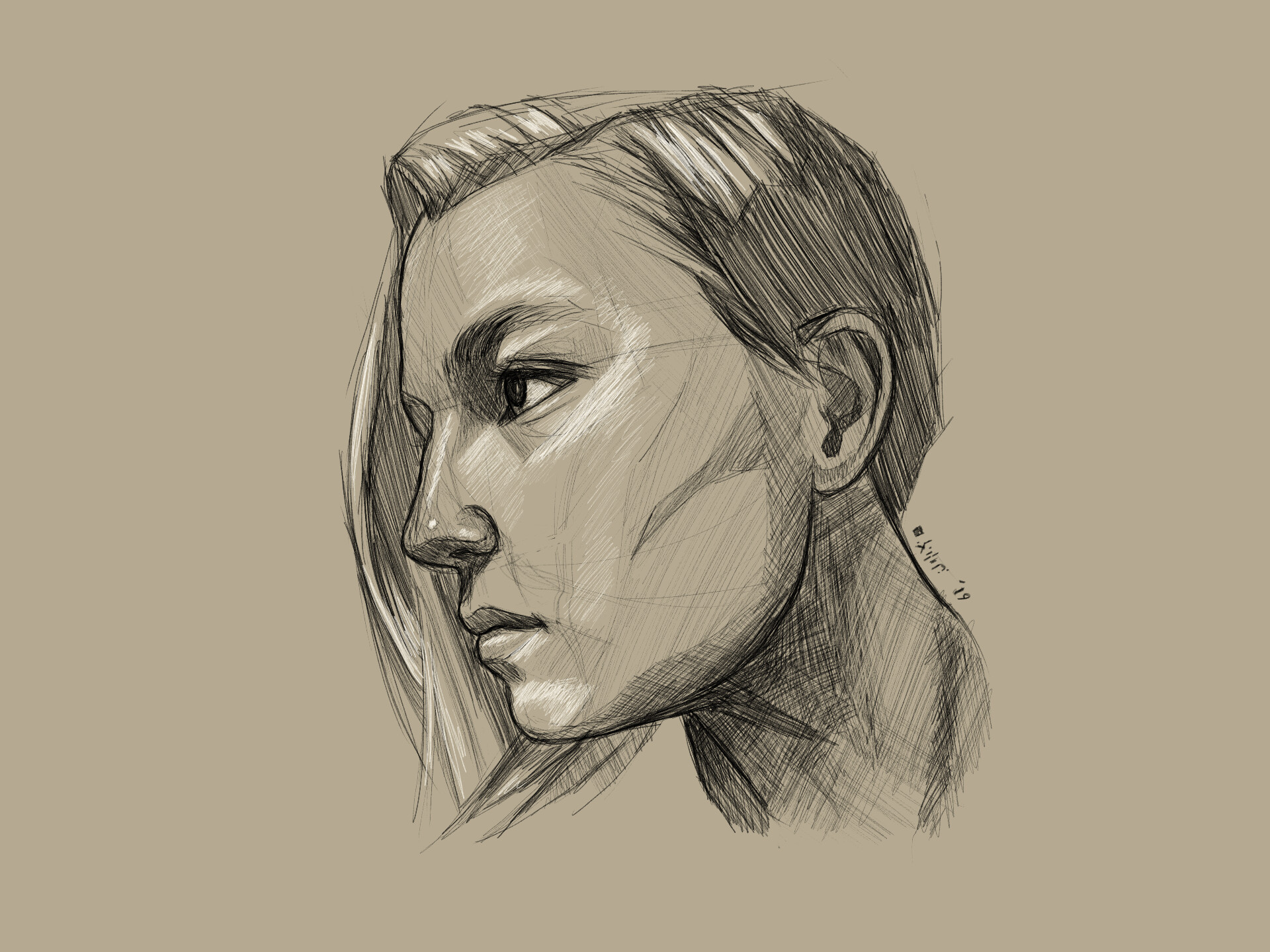Artstation Photoshop Portrait Sketch Of Carissa Rasche Ashten Morgan
