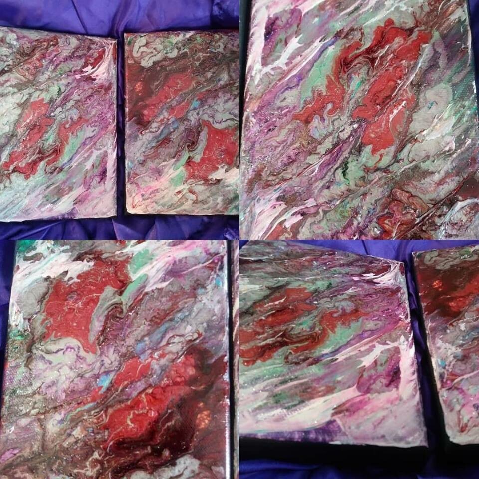 Snow on Blood Moon Liquid Pour Art