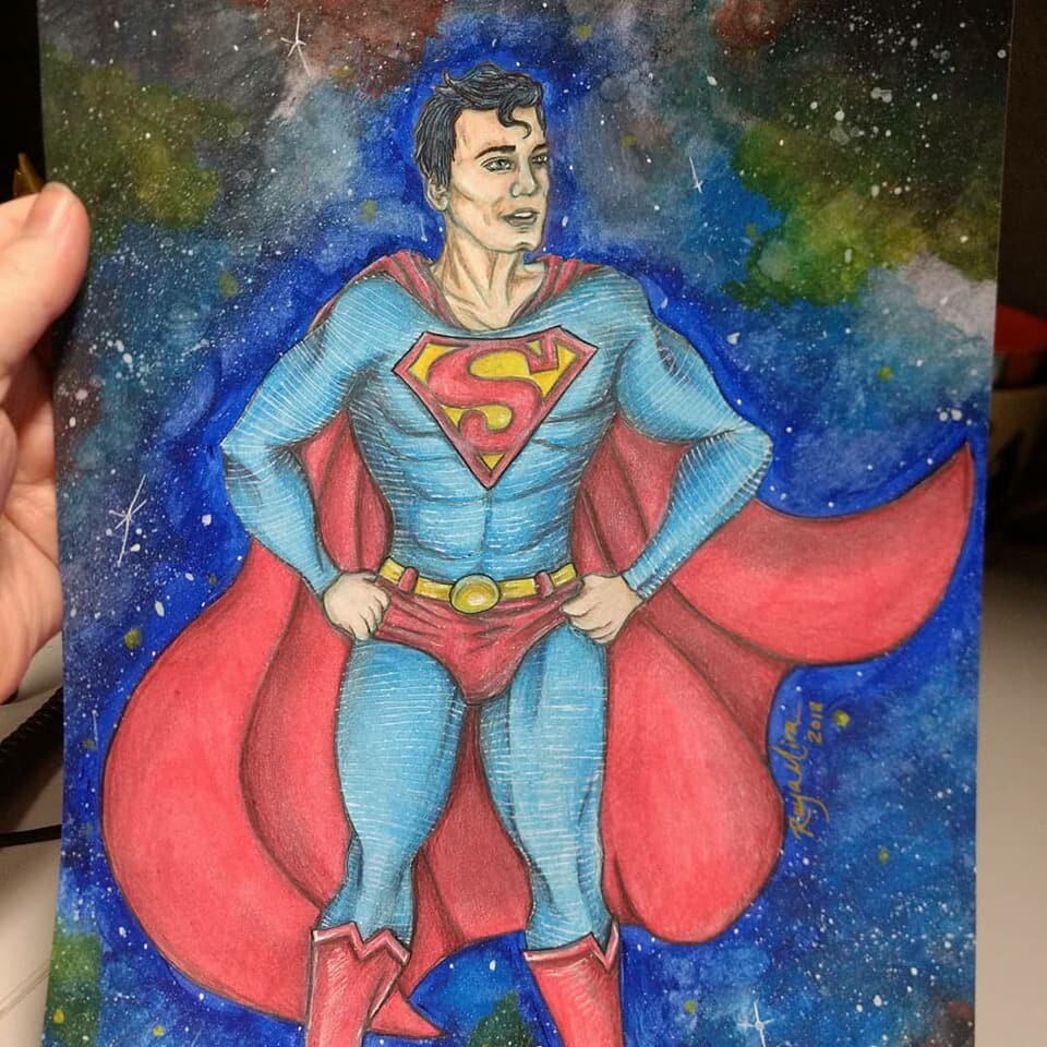 Superman Fan Art Painting - Watercolors