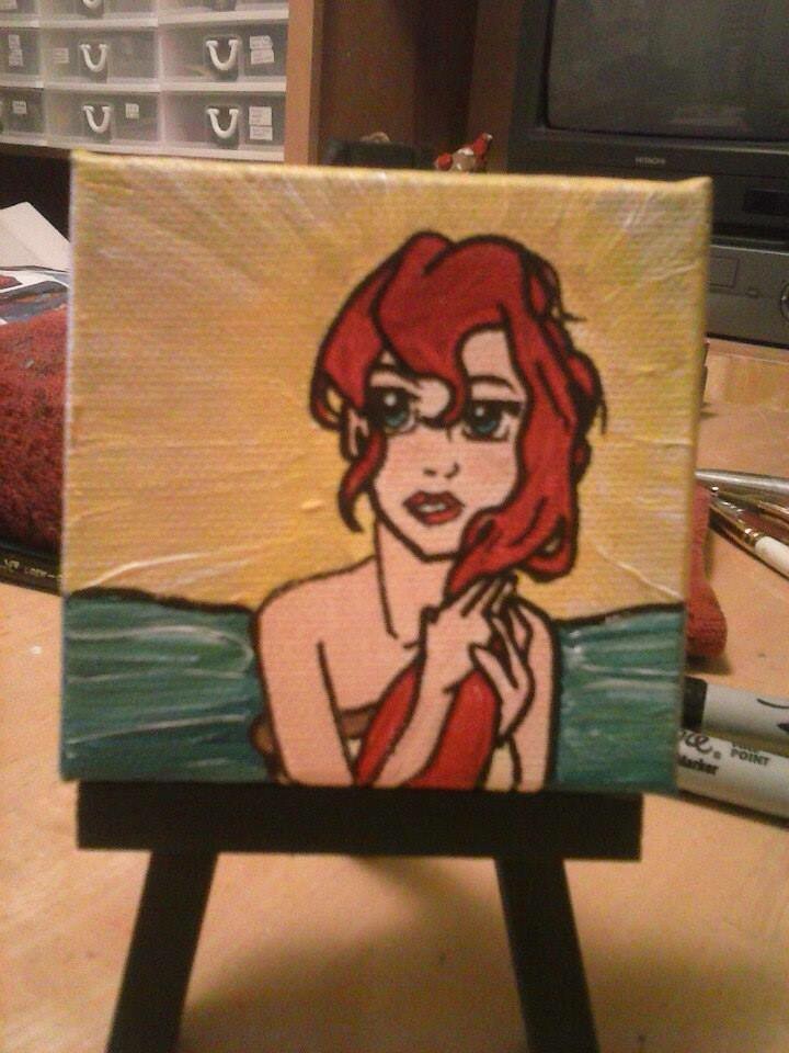 Lil Mermaid 2x2 inch Mini Painting Fan Art
