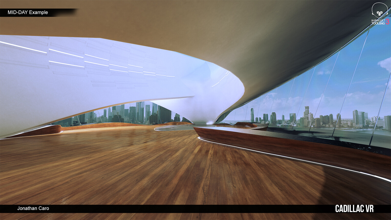 Mid day render, re-authored from Cadillac in VR environment work.