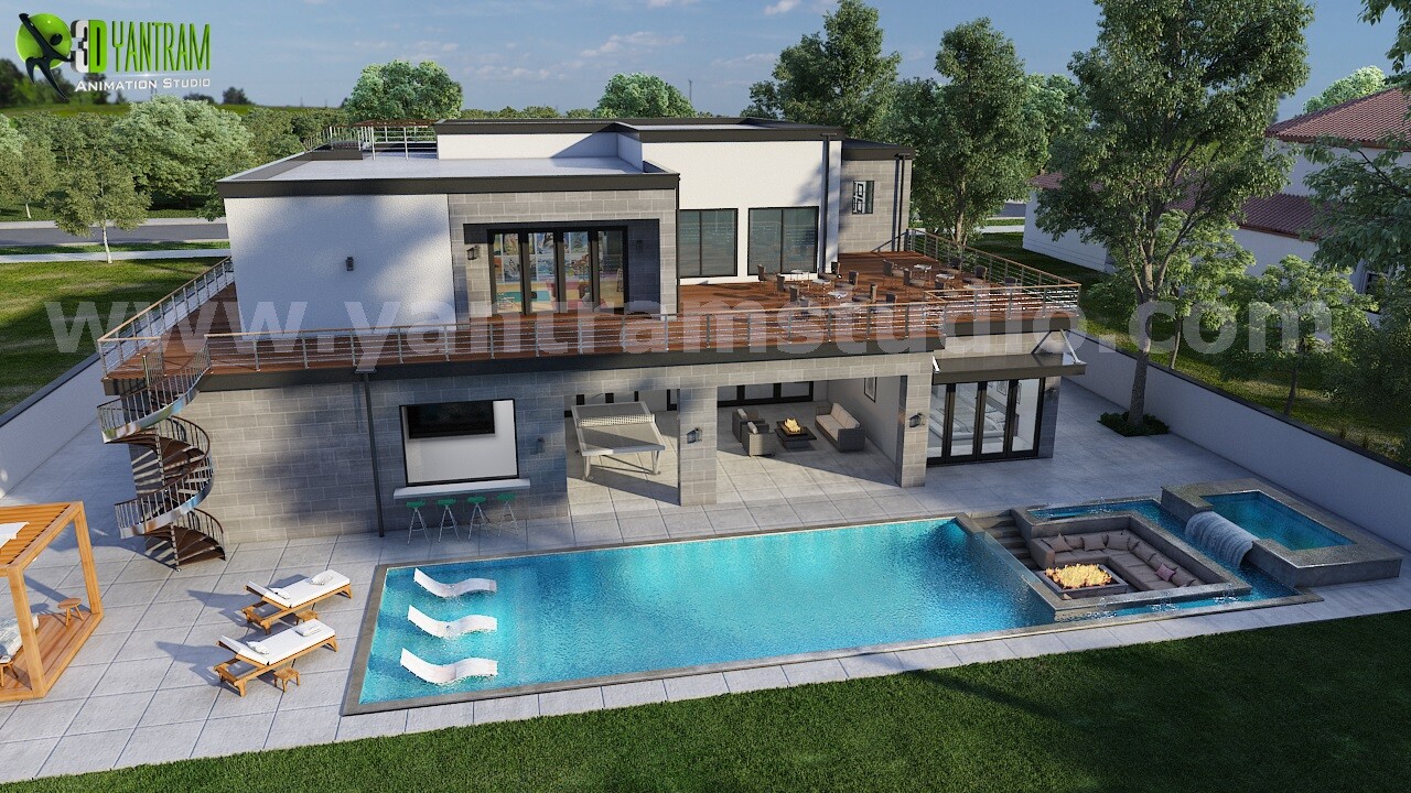 ArtStation - 3D Architectural animation Home Design with Pool Area ...