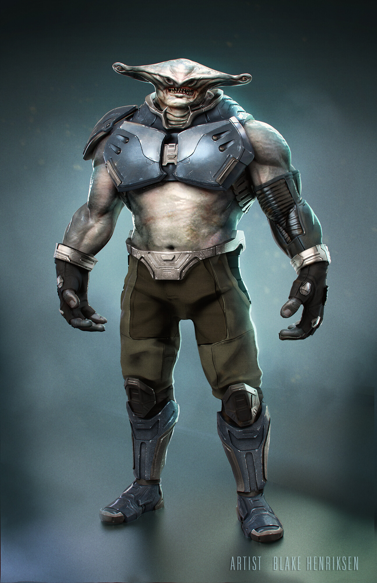 Artstation Alien Shark Soldier Blake Henriksen