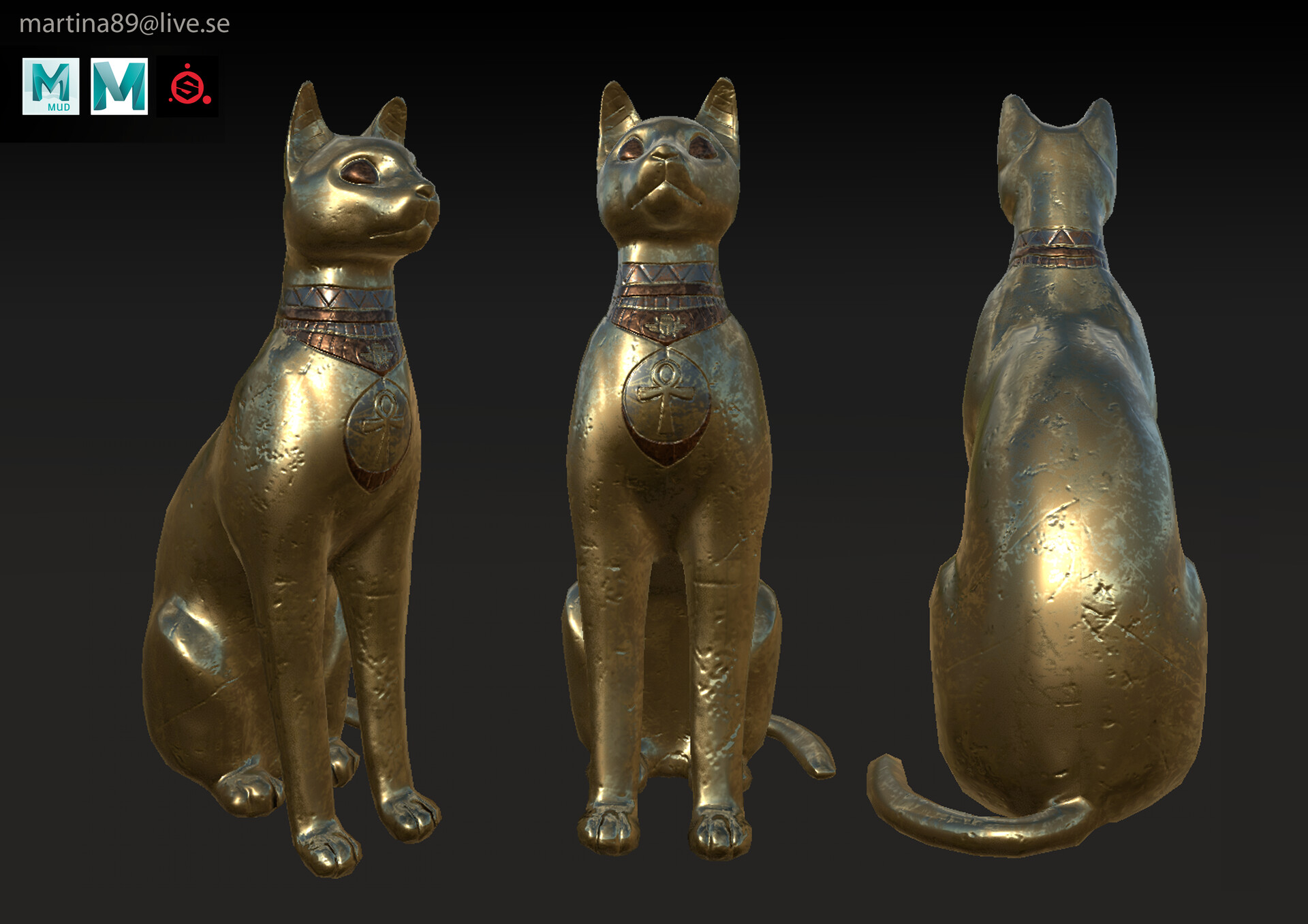 Golden online cat statue
