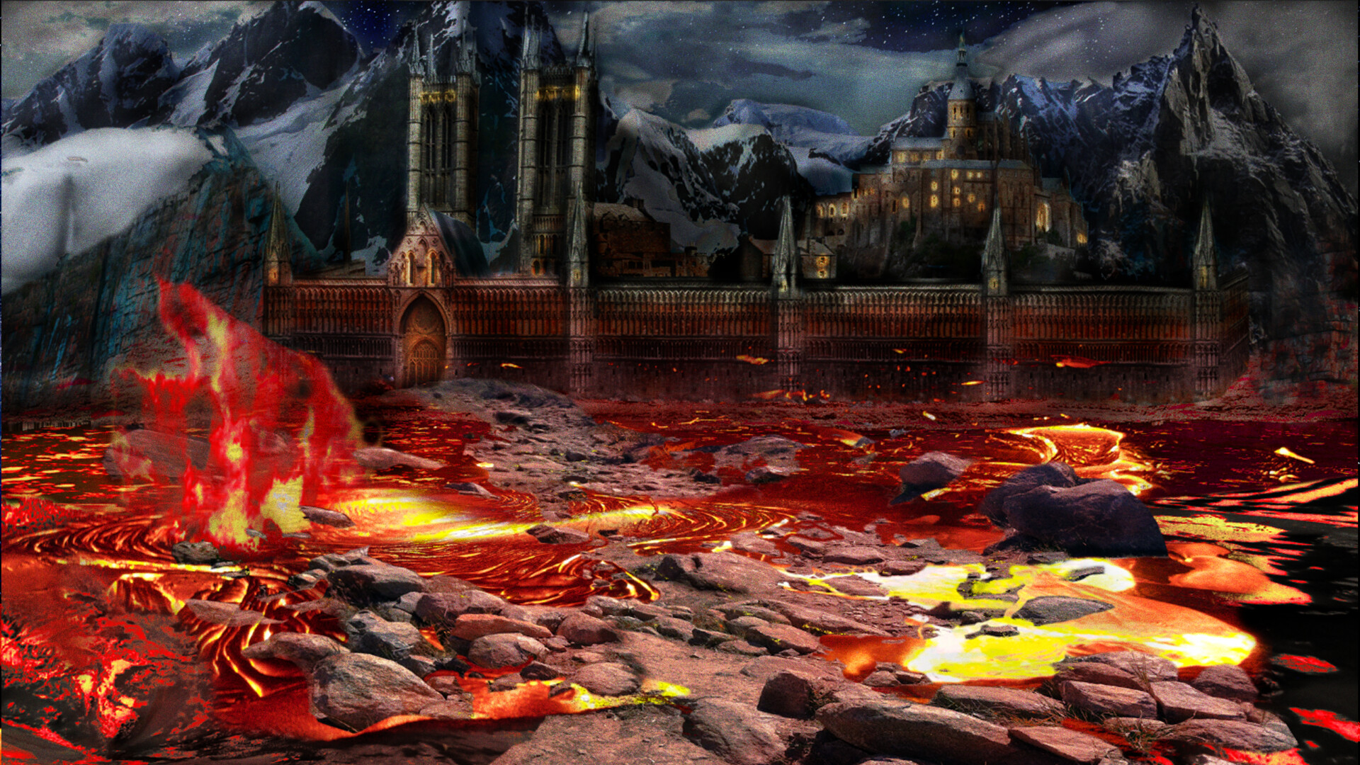 gnightrow matte painting of a giant