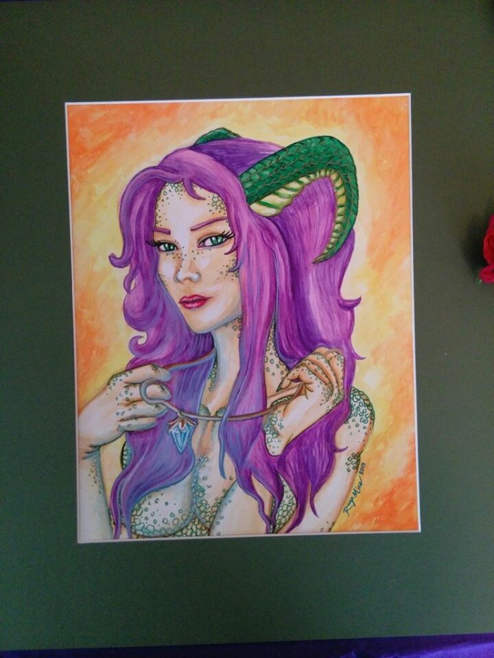 Final Product - Watercolors of Pinup of OC Seetah.