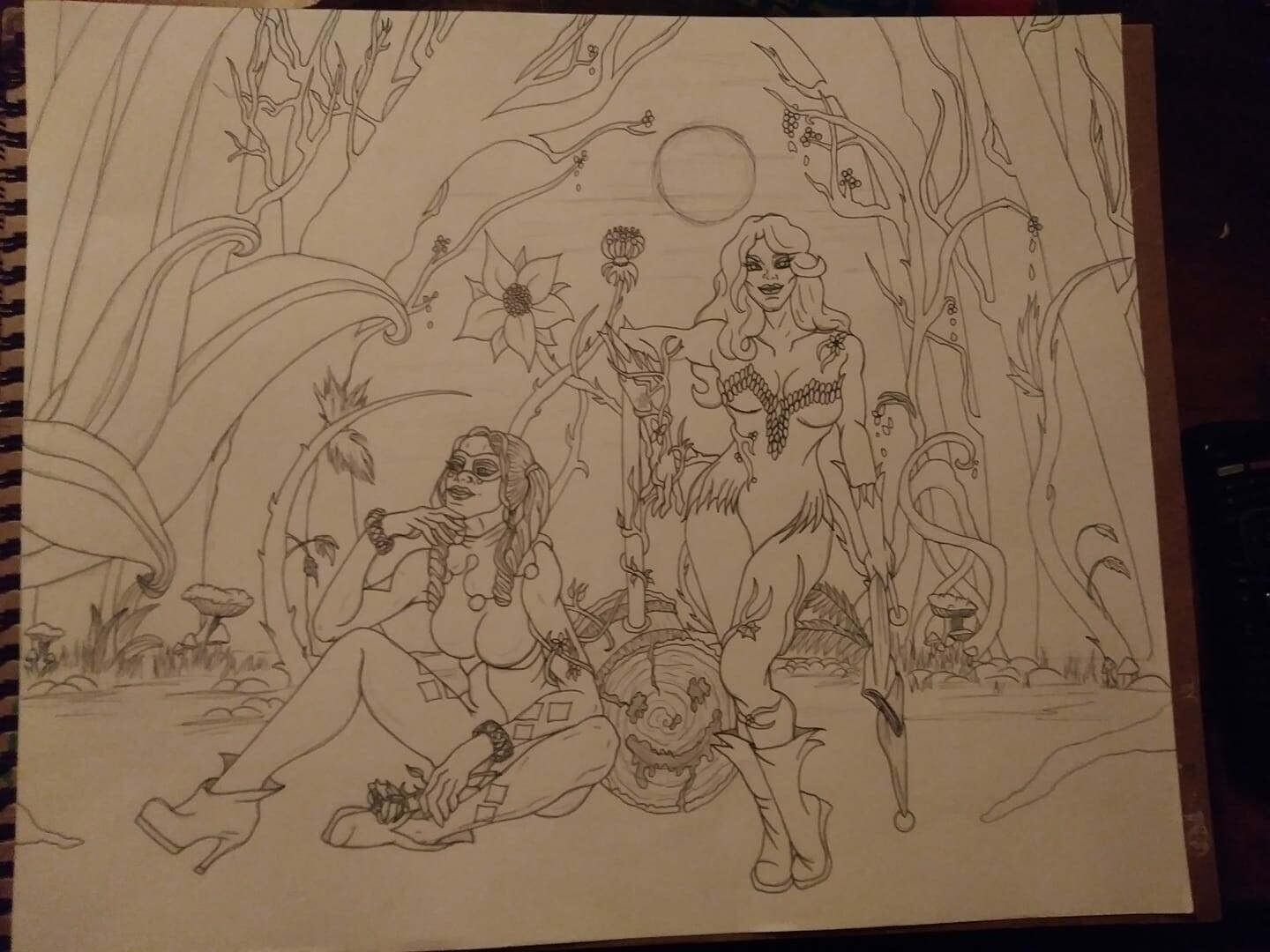 Adding more details to forest background (client wanted busier)