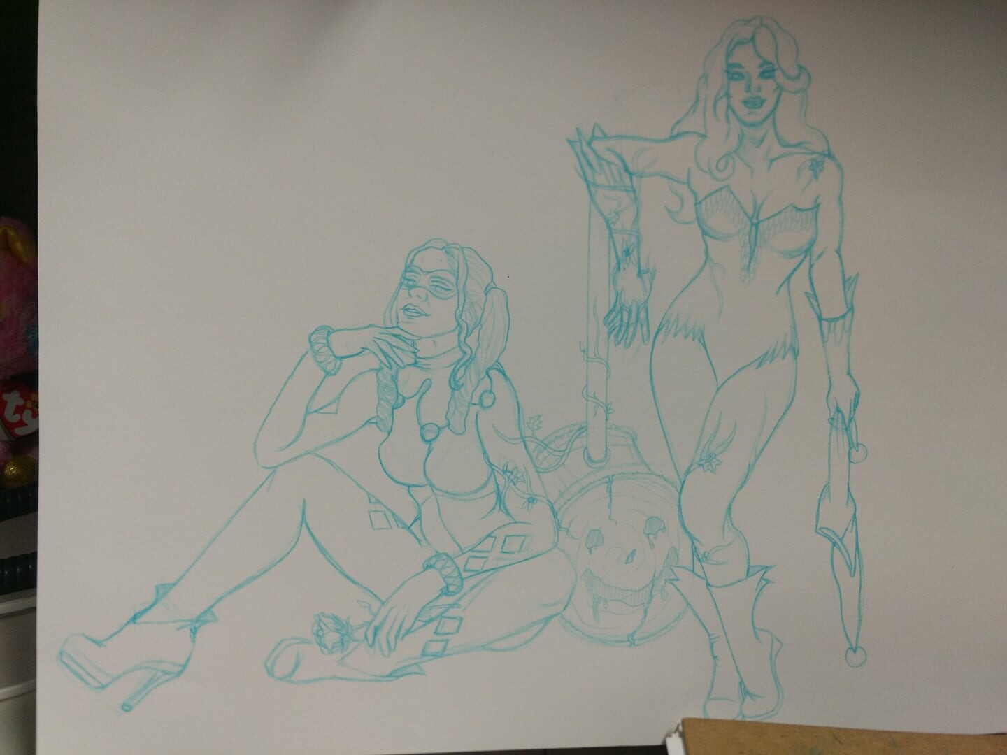 Harley and Ivy Pinup Commission - WIP