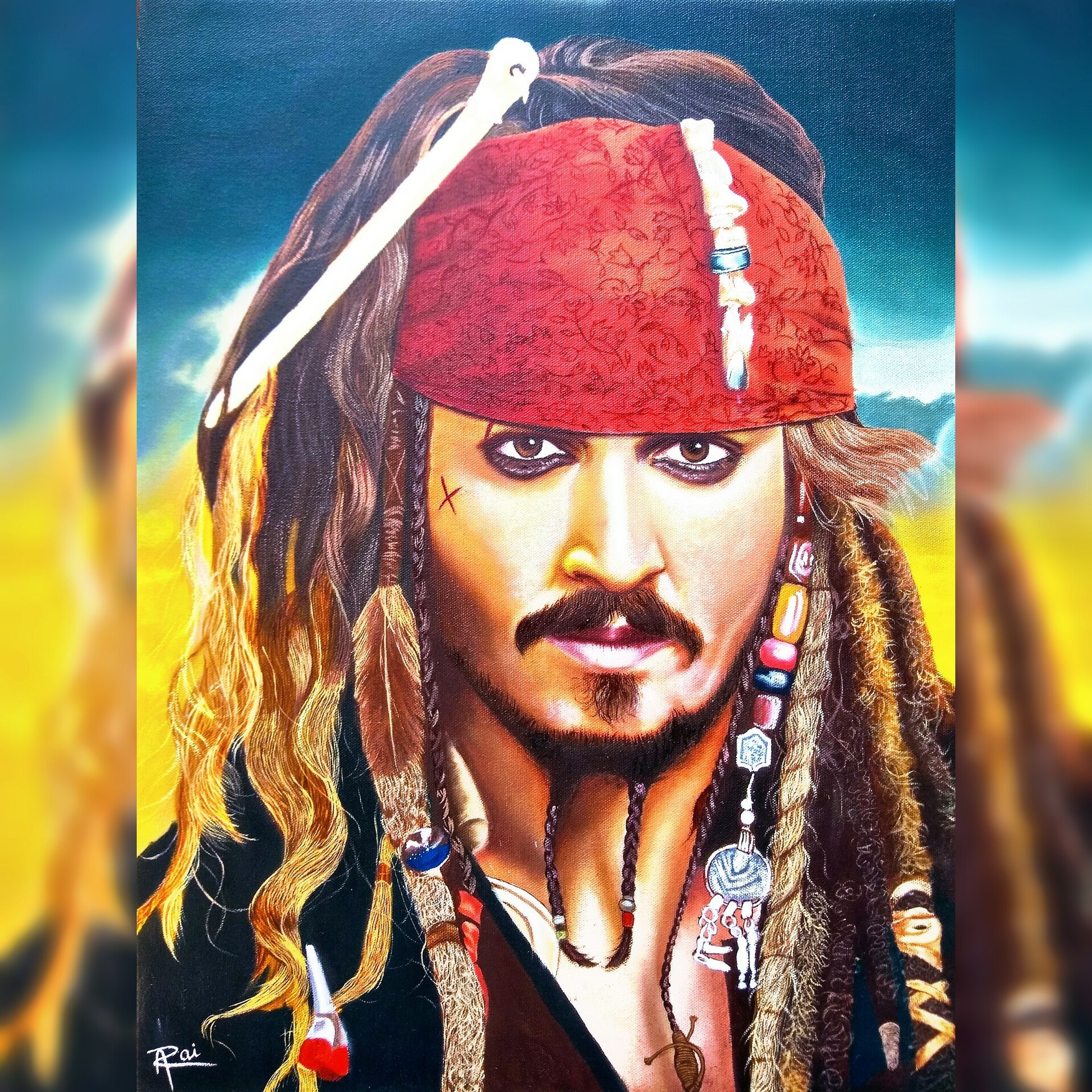 Artstation Oil Painting Of Jack Sparrow From The Movie Pirate Of