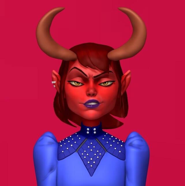 devil with a blue dress