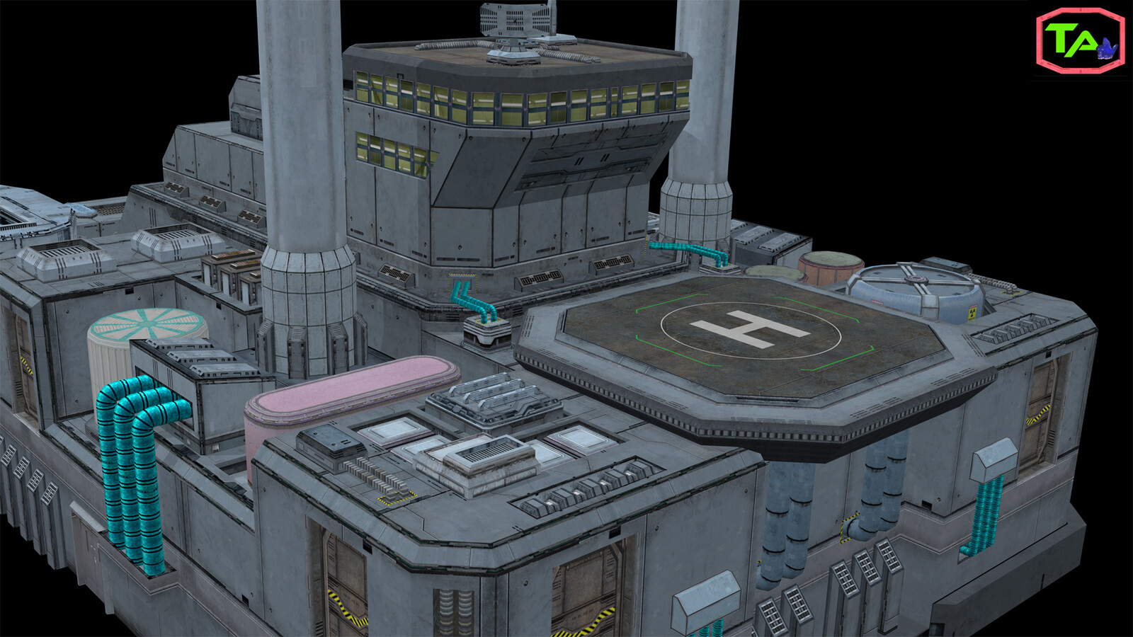 Back with Landing pad and Controlltower