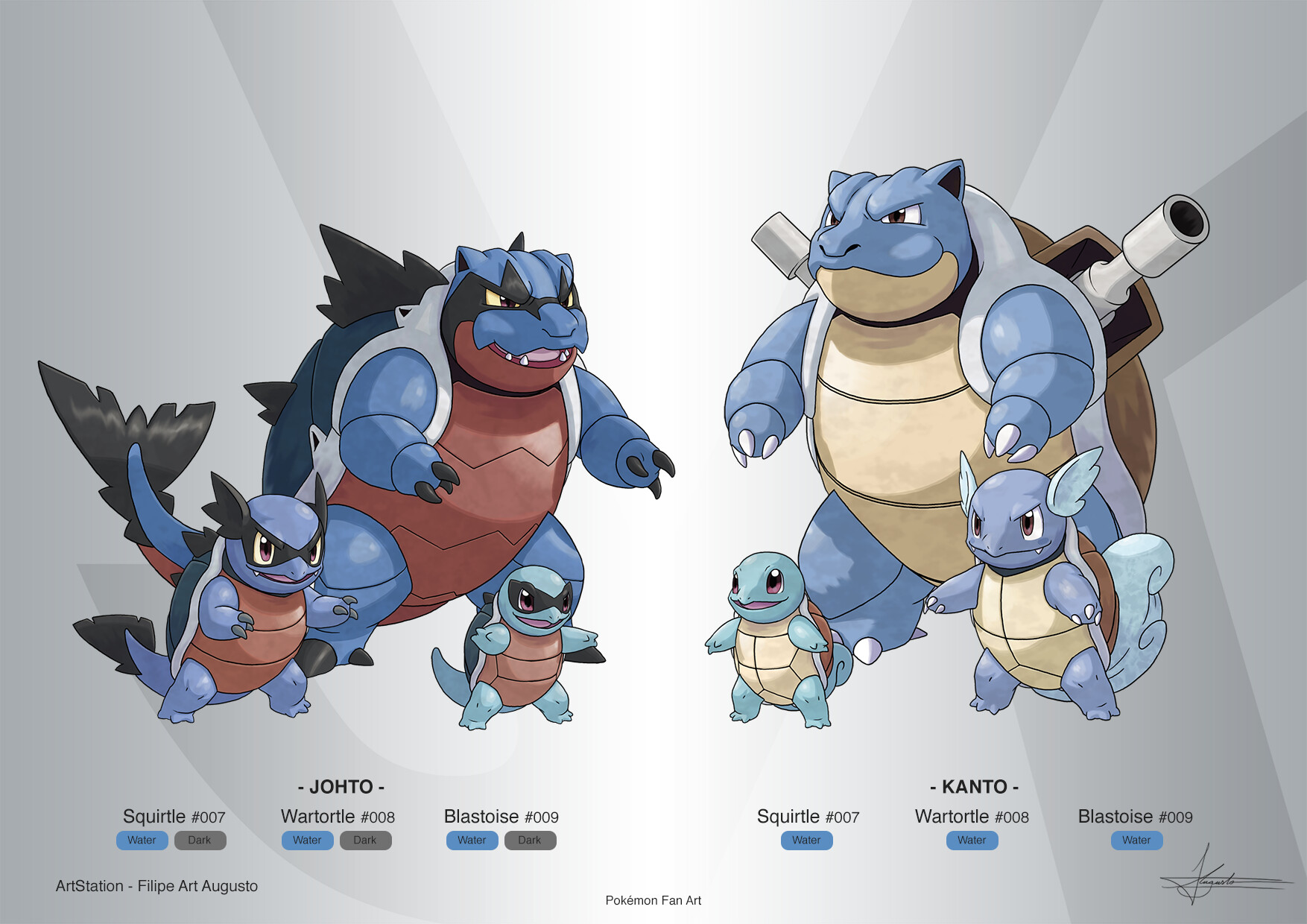 Artstation Pokemon Fan Art Squirtle S Line Kanto Fa