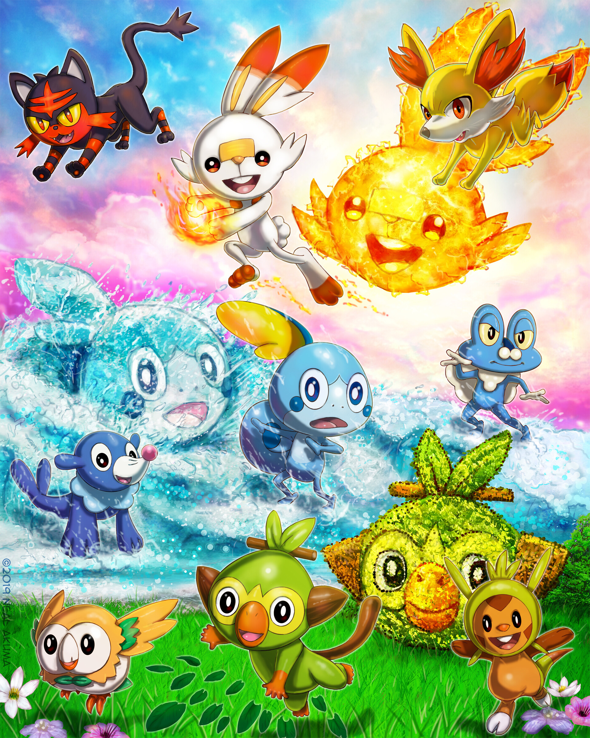 Pokemon Starters by Neal Akuma : r/ImaginaryKanto