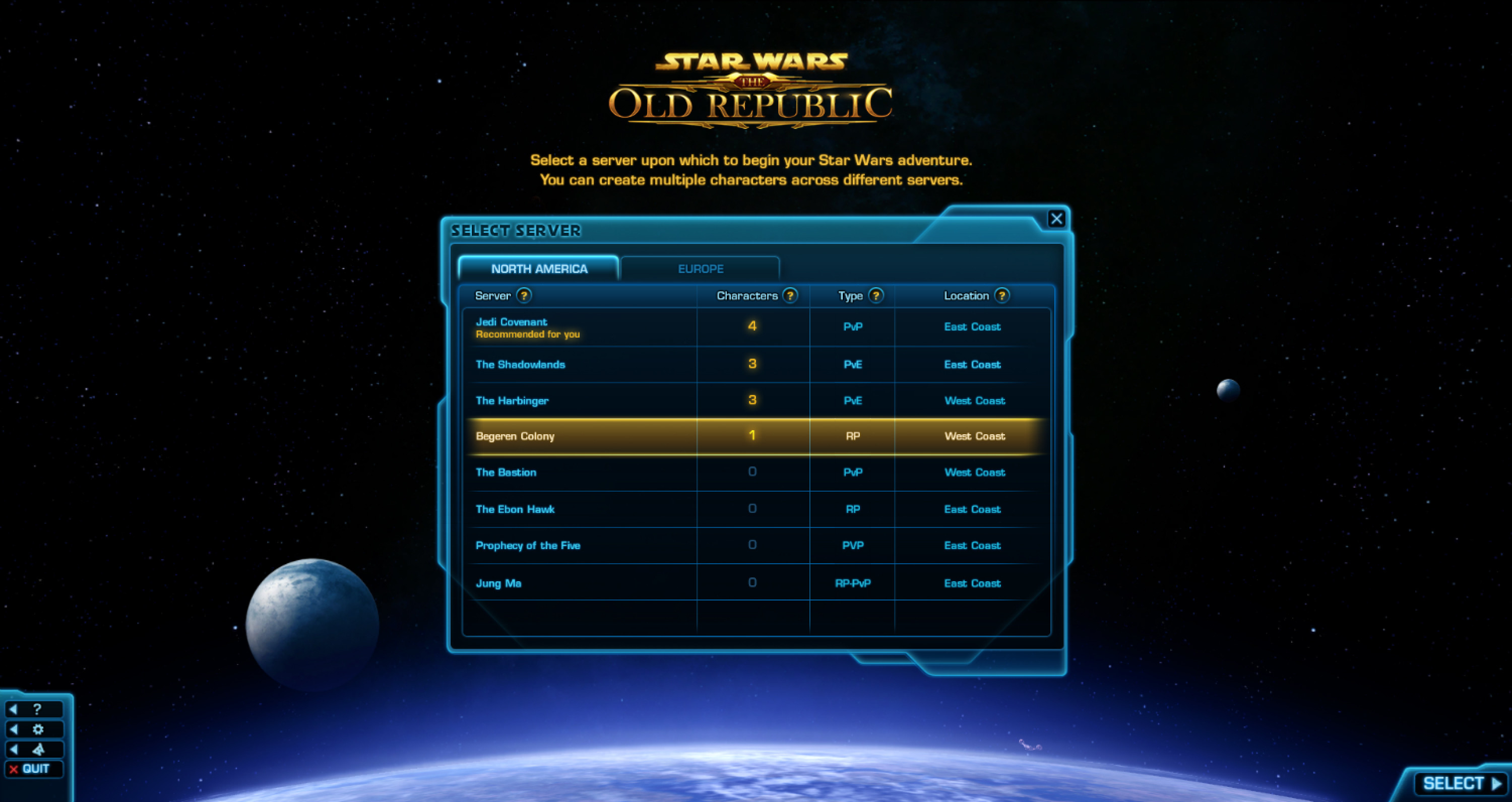Server select 