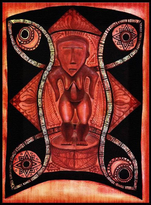 Ancient Tongan Goddess Figure - Acrylic on Canvas 