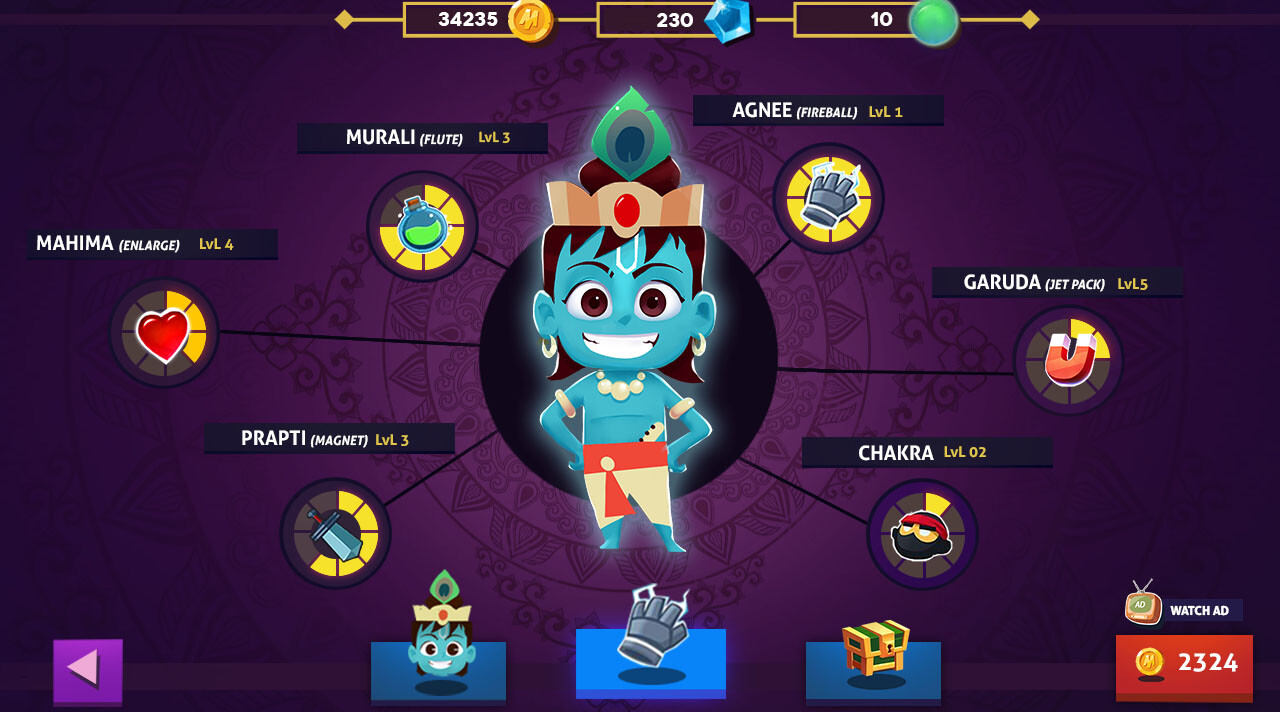 Early UI concept for character upgrade screen. Icons used for placeholder samples. 